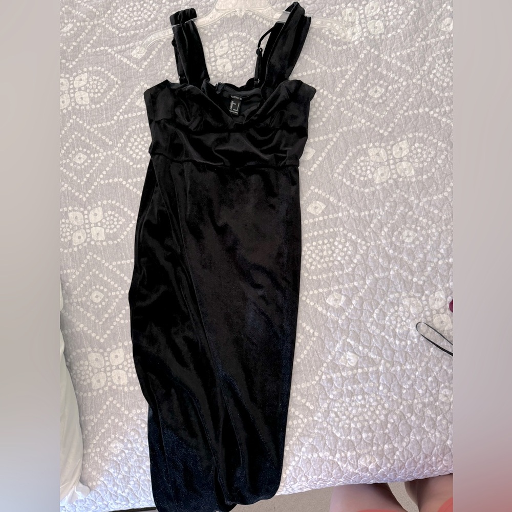 A black velvet evening, long dress